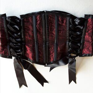 Burgandy/Black waist Corset, Vintage